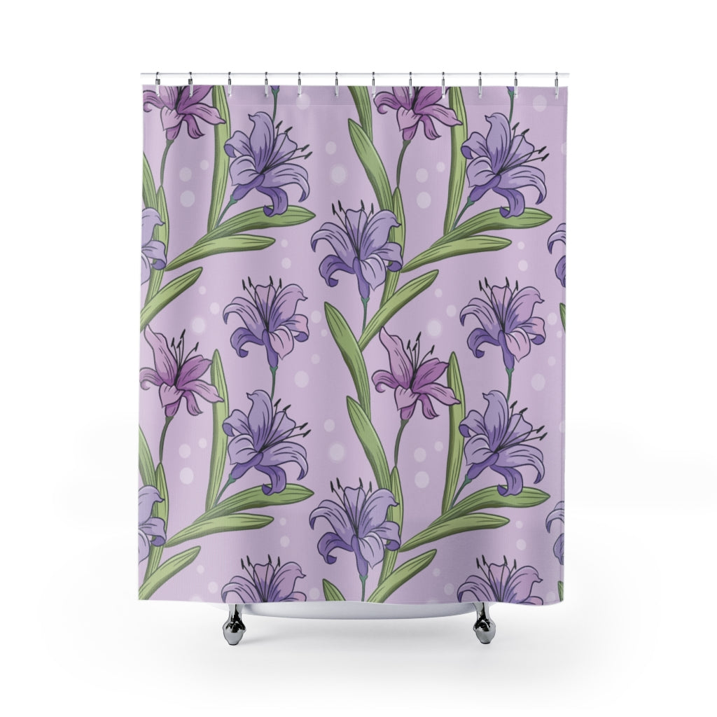 Purple Lily Flowers Stylish Design 71" x 74" Elegant Waterproof Shower Curtain for a Spa-like Bathroom Paradise Exceptional Craftsmanship-Express Your Love Gifts