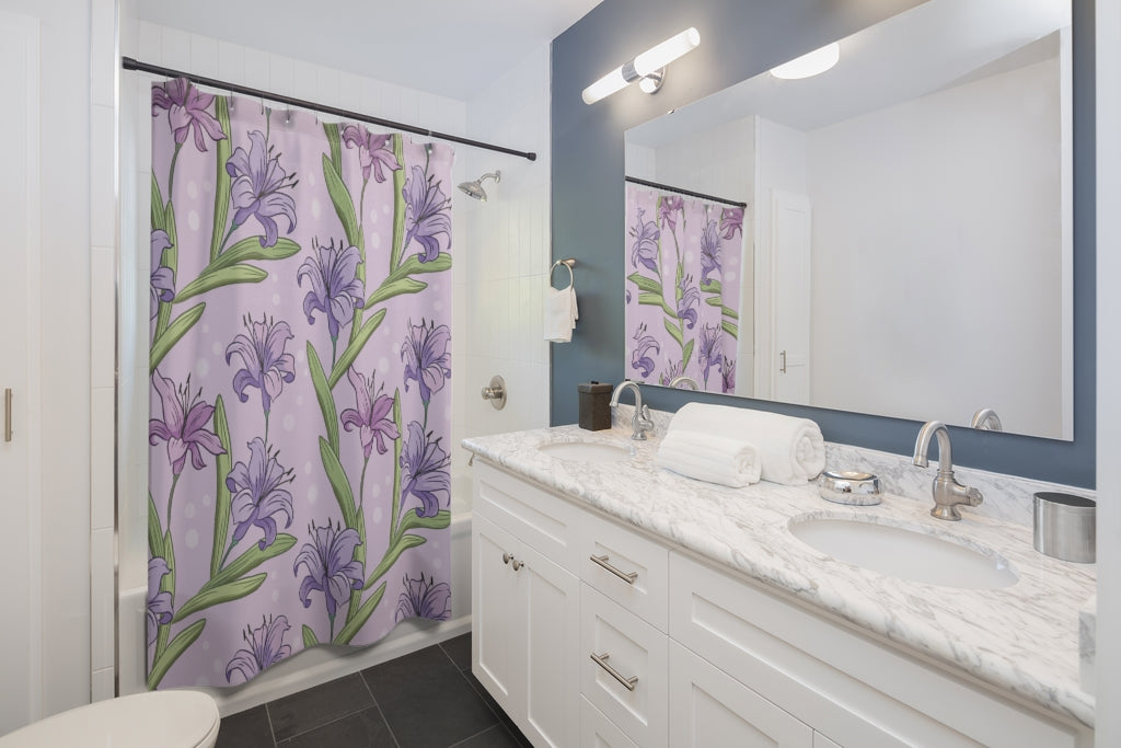 Purple Lily Flowers Stylish Design 71" x 74" Elegant Waterproof Shower Curtain for a Spa-like Bathroom Paradise Exceptional Craftsmanship-Express Your Love Gifts