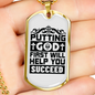 Put God First Christian Necklace Stainless Steel or 18k Gold Dog Tag 24" Chain-Express Your Love Gifts