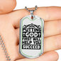 Putting God First Black Christian Necklace Stainless Steel or 18k Gold Dog Tag 24" Chain-Express Your Love Gifts