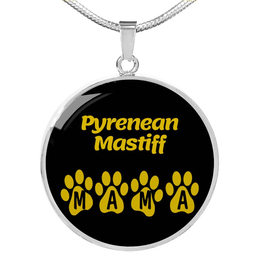 Pyrenean Mastiff Mama Circle Necklace Stainless Steel or 18k Gold 18-22" Dog Owner Lover-Express Your Love Gifts