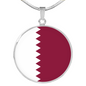 Qatar Flag Necklace Circle Pendant Stainless Steel or 18k Gold 18-22"-Express Your Love Gifts