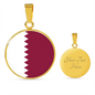 Qatar Flag Necklace Circle Pendant Stainless Steel or 18k Gold 18-22"-Express Your Love Gifts