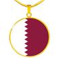 Qatar Flag Necklace Circle Pendant Stainless Steel or 18k Gold 18-22"-Express Your Love Gifts