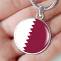 Qatar Flag Necklace Circle Pendant Stainless Steel or 18k Gold 18-22"-Express Your Love Gifts