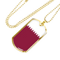 Qatar Flag Necklace Stainless Steel or 18k Gold Dog Tag 24" Chain-Express Your Love Gifts
