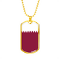 Qatar Flag Necklace Stainless Steel or 18k Gold Dog Tag 24" Chain-Express Your Love Gifts