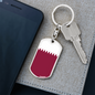 Qatar Flag Swivel Keychain Dog Tag Stainless Steel or 18k Gold-Express Your Love Gifts