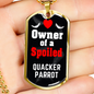Quacker Parrot Bird Necklace Stainless Steel or 18k Gold Dog Tag 24" Chain-Express Your Love Gifts
