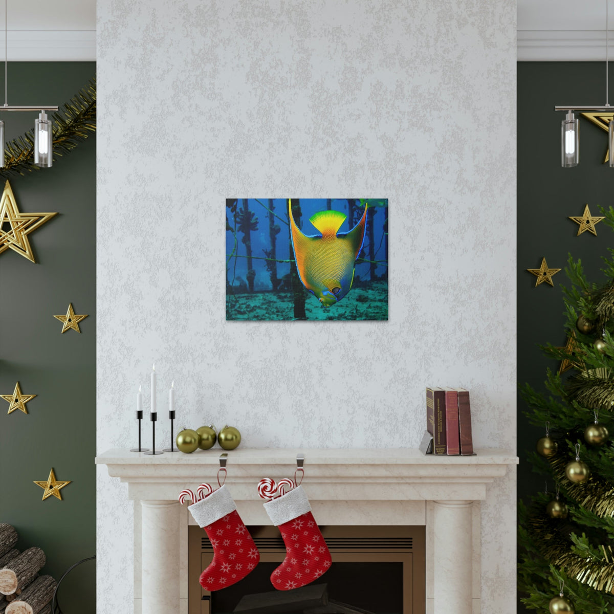 Queen Angel Fish Horizontal Angel Fish Wall Art Ready To Hang Unframed-Express Your Love Gifts