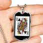 Queen Of Clubs Dog Tag Stainless Steel or 18k Gold 24" Chain-Express Your Love Gifts