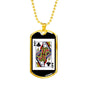 Queen Of Clubs Dog Tag Stainless Steel or 18k Gold 24" Chain-Express Your Love Gifts
