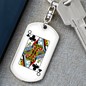Queen of Clubs Gambler Keychain Stainless Steel or 18k Gold Dog Tag Keyring-Express Your Love Gifts
