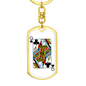 Queen of Clubs Gambler Keychain Stainless Steel or 18k Gold Dog Tag Keyring-Express Your Love Gifts