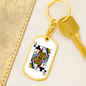 Queen of Clubs Gambler Keychain Stainless Steel or 18k Gold Dog Tag Keyring-Express Your Love Gifts