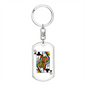 Queen of Clubs Gambler Keychain Stainless Steel or 18k Gold Dog Tag Keyring-Express Your Love Gifts