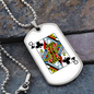 Queen of Clubs Gambler Necklace Stainless Steel or 18k Gold Dog Tag 24" Chain-Express Your Love Gifts