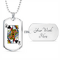 Queen of Clubs Gambler Necklace Stainless Steel or 18k Gold Dog Tag 24" Chain-Express Your Love Gifts