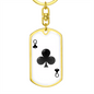 Queen of Clubs Gambler Plain Keychain Stainless Steel or 18k Gold Dog Tag Keyring-Express Your Love Gifts