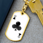 Queen of Clubs Gambler Plain Keychain Stainless Steel or 18k Gold Dog Tag Keyring-Express Your Love Gifts