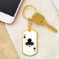 Queen of Clubs Gambler Plain Keychain Stainless Steel or 18k Gold Dog Tag Keyring-Express Your Love Gifts