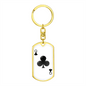 Queen of Clubs Gambler Plain Keychain Stainless Steel or 18k Gold Dog Tag Keyring-Express Your Love Gifts