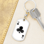 Queen of Clubs Gambler Plain Keychain Stainless Steel or 18k Gold Dog Tag Keyring-Express Your Love Gifts