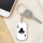 Queen of Clubs Gambler Plain Keychain Stainless Steel or 18k Gold Dog Tag Keyring-Express Your Love Gifts
