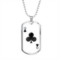 Queen of Clubs Gambler Queen Necklace Stainless Steel or 18k Gold Dog Tag 24" Chain-Express Your Love Gifts