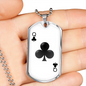 Queen of Clubs Gambler Queen Necklace Stainless Steel or 18k Gold Dog Tag 24" Chain-Express Your Love Gifts