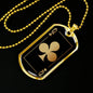 Queen Of Clubs Gold Dog Tag Stainless Steel or 18k Gold 24" Chain-Express Your Love Gifts
