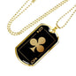 Queen Of Clubs Gold Dog Tag Stainless Steel or 18k Gold 24" Chain-Express Your Love Gifts