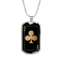Queen Of Clubs Gold Dog Tag Stainless Steel or 18k Gold 24" Chain-Express Your Love Gifts