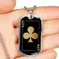 Queen Of Clubs Gold Dog Tag Stainless Steel or 18k Gold 24" Chain-Express Your Love Gifts