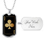 Queen Of Clubs Gold Dog Tag Stainless Steel or 18k Gold 24" Chain-Express Your Love Gifts
