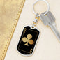 Queen Of Clubs Gold Keychain Dog Tag Stainless Steel or 18k Gold-Express Your Love Gifts
