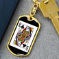 Queen Of Clubs Keychain Dog Tag Stainless Steel or 18k Gold-Express Your Love Gifts