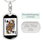 Queen Of Clubs Keychain Dog Tag Stainless Steel or 18k Gold-Express Your Love Gifts