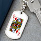 Queen of Diamonds Gambler Keychain Stainless Steel or 18k Gold Dog Tag Keyring-Express Your Love Gifts