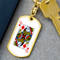 Queen of Diamonds Gambler Keychain Stainless Steel or 18k Gold Dog Tag Keyring-Express Your Love Gifts