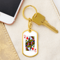 Queen of Diamonds Gambler Keychain Stainless Steel or 18k Gold Dog Tag Keyring-Express Your Love Gifts