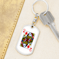 Queen of Diamonds Gambler Keychain Stainless Steel or 18k Gold Dog Tag Keyring-Express Your Love Gifts