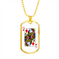 Queen of Diamonds Gambler Necklace Stainless Steel or 18k Gold Dog Tag 24" Chain-Express Your Love Gifts