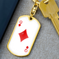 Queen of Diamonds Gambler Plain Keychain Stainless Steel or 18k Gold Dog Tag Keyring-Express Your Love Gifts