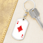 Queen of Diamonds Gambler Plain Keychain Stainless Steel or 18k Gold Dog Tag Keyring-Express Your Love Gifts