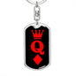 Queen Of Diamonds Keychain Dog Tag Stainless Steel or 18k Gold-Express Your Love Gifts