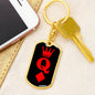 Queen Of Diamonds Keychain Dog Tag Stainless Steel or 18k Gold-Express Your Love Gifts
