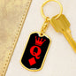 Queen Of Diamonds Keychain Dog Tag Stainless Steel or 18k Gold-Express Your Love Gifts