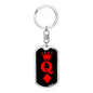 Queen Of Diamonds Keychain Dog Tag Stainless Steel or 18k Gold-Express Your Love Gifts