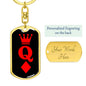 Queen Of Diamonds Keychain Dog Tag Stainless Steel or 18k Gold-Express Your Love Gifts